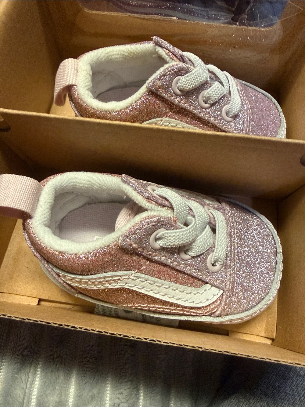 Vans Pink Glitter Baby Lace-Up Sneakers